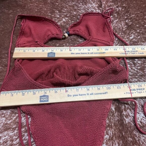 Bond-Eye Fowler Red Cutout Beaded Lace-Up One Piece Swimsuit OS - Picture 4 of 14